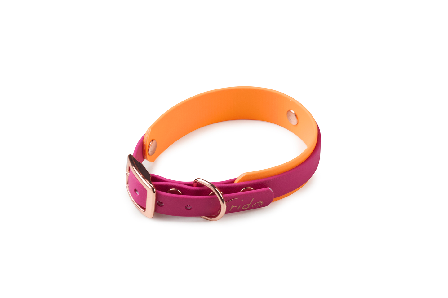 Collare per cani Biothane® Linea Duo 16/25mm Arancione e Fucsia - Frido