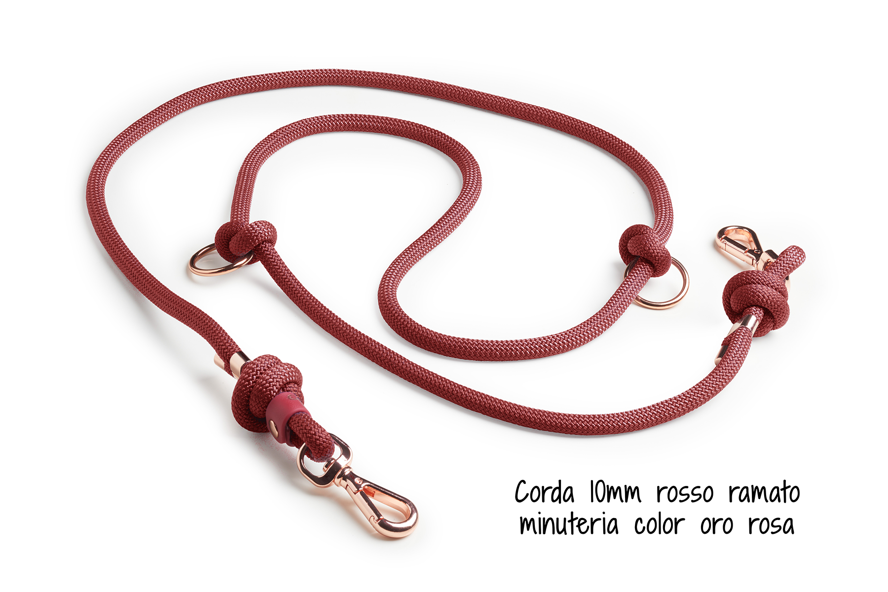 Guinzaglio regolabile per cani in Corda con Doppio Moschettone linea Twist - Frido