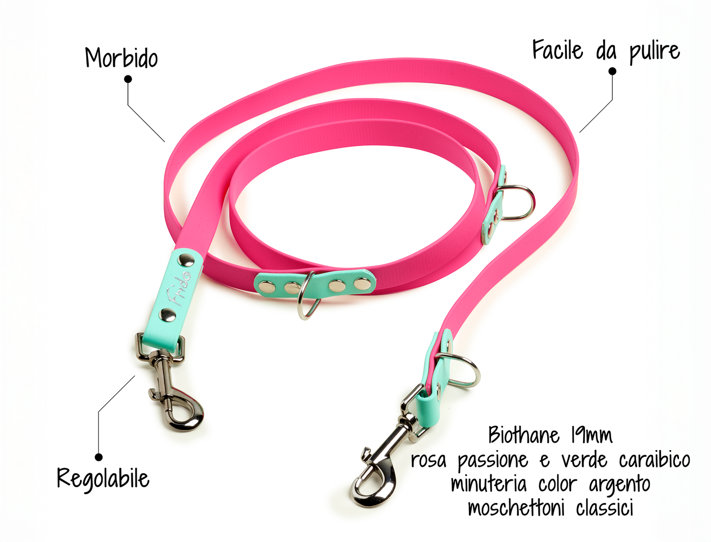 Guinzaglio per Cani regolabile in Biothane® Linea Duo - personalizzabile