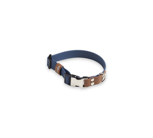 Collare per cani con clip - Blu marino e marrone - Frido