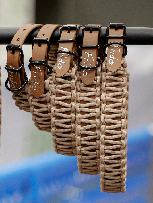 Collare per cani linea Twist - Beige e marrone minuteria color nero - Frido